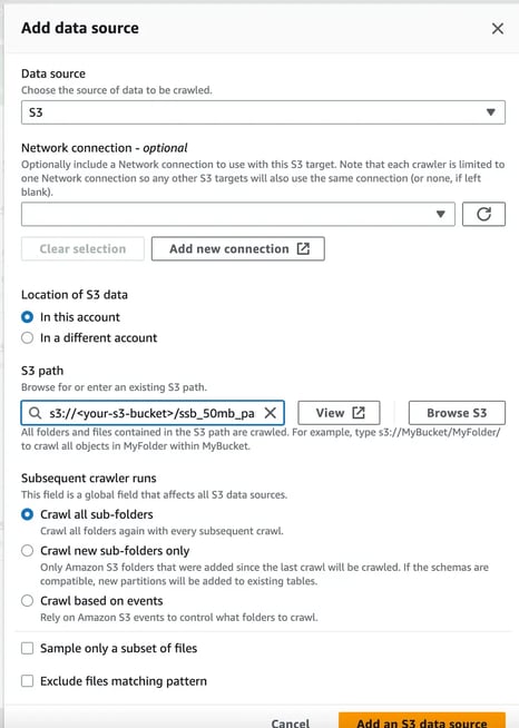 AWS Add Data Source Details